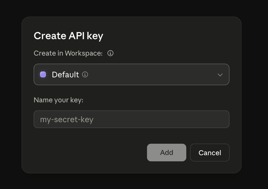 Create Key Dialog