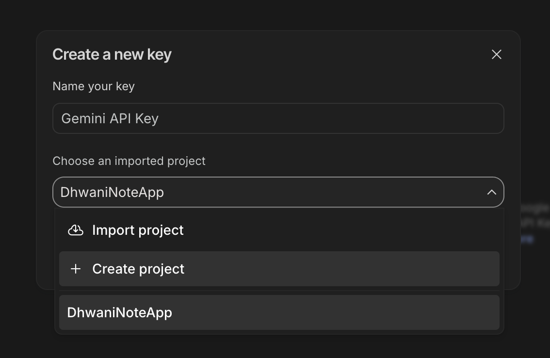Create New Key Dialog