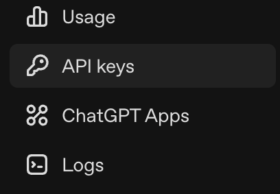 API Keys Left Nav