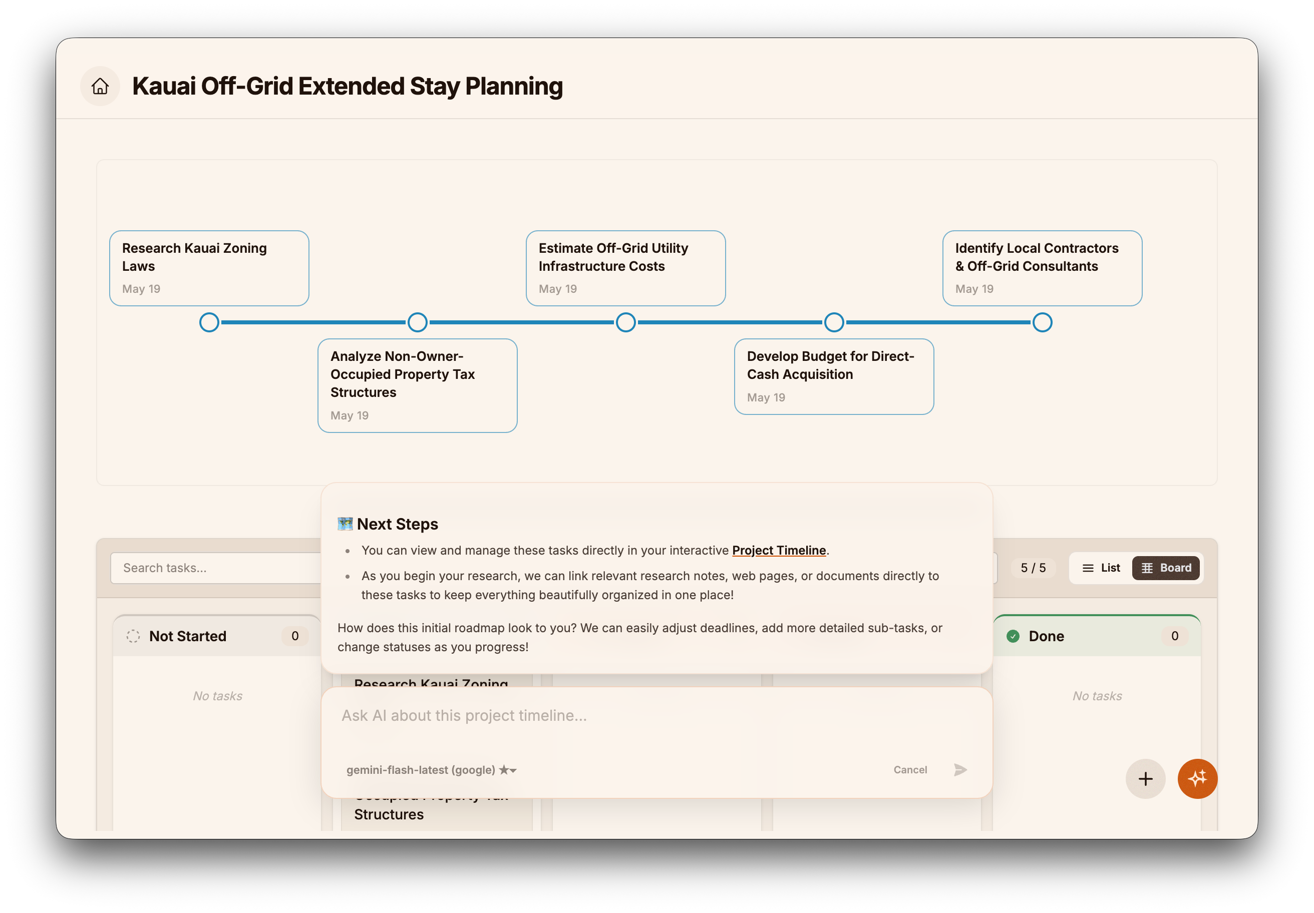 AI Timeline Task Generation